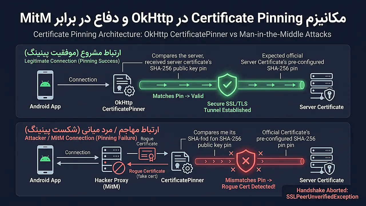مکانیزم Certificate Pinning در OkHttp و دفاع در برابر MitM