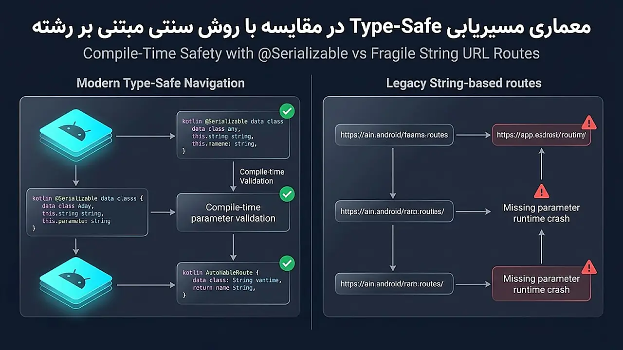 معماری مسیریابی Type-Safe در مقایسه با روش سنتی مبتنی بر رشته