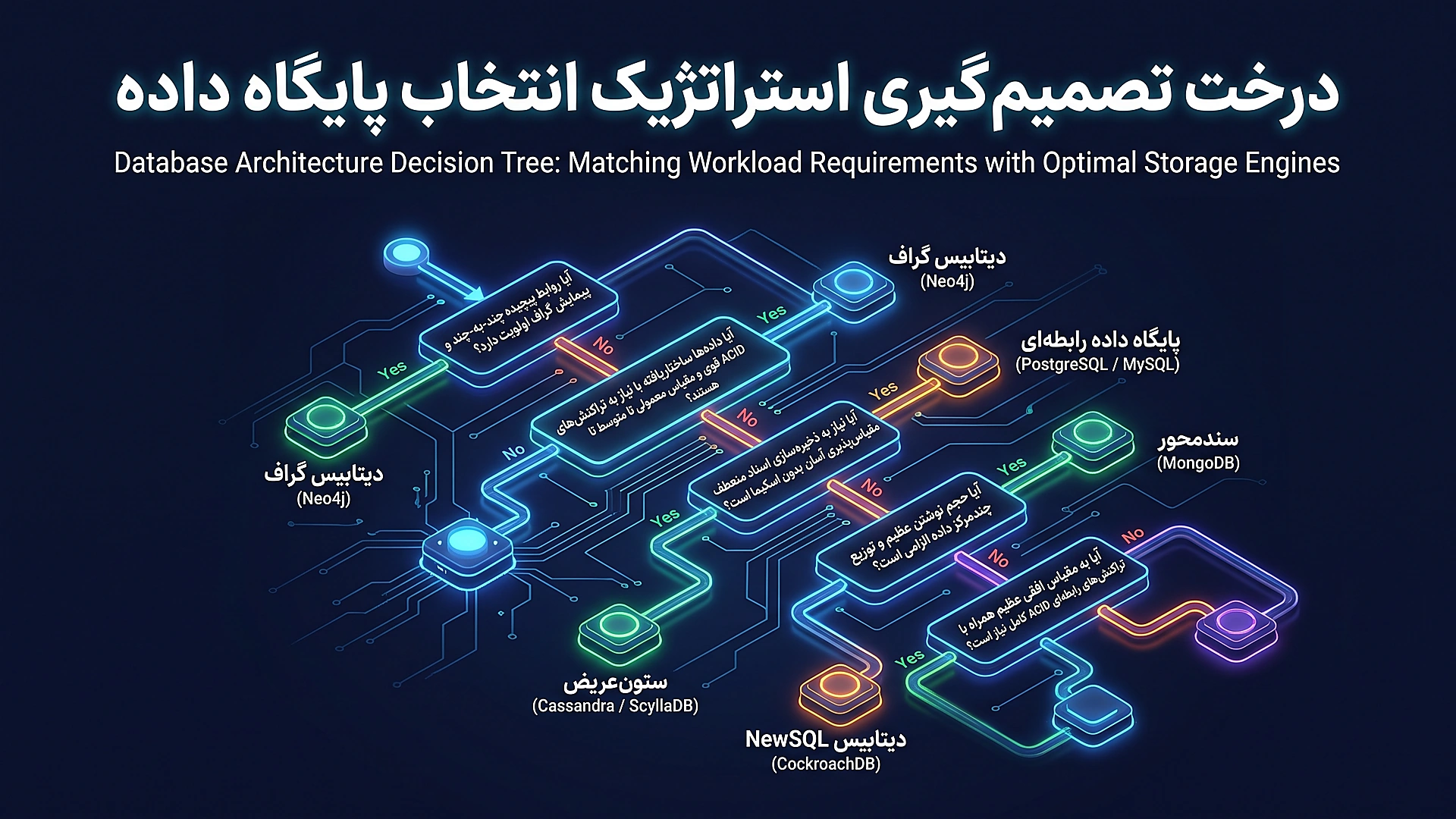 درخت تصمیم‌گیری مهندسی برای انتخاب پایگاه داده مناسب