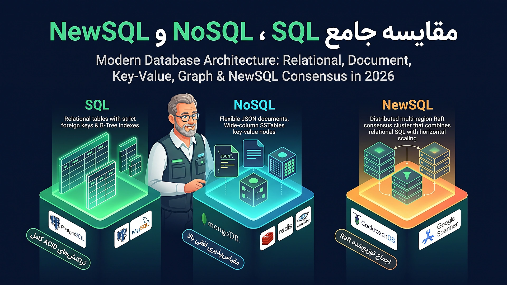 مقایسه دیتابیس های SQL و NoSQL و NewSQL