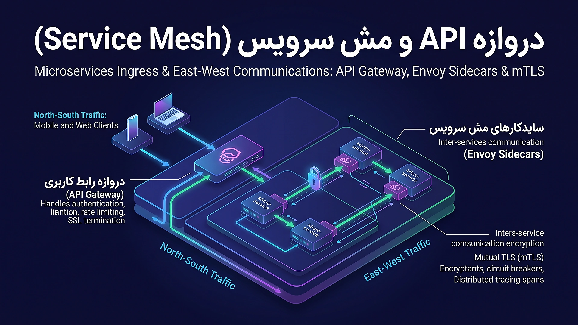 پشته ارتباطات و امنیت در میکرو سرویس ها